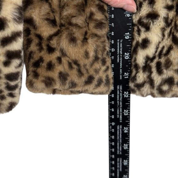 C&C California Girls Leopard Faux Fur Coat Size 14 Brown Black - Picture 9 of 11